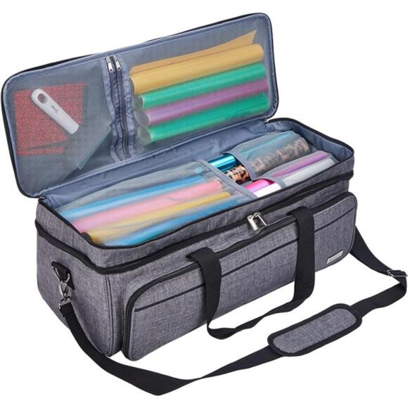 Double Layer Carrying Case with Mat Pocket for Cricut Maker 3, Explore 3 - Picture 3 of 8